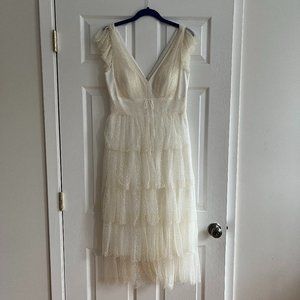 Marchesa Notte Sparkly Tulle Midi Dress